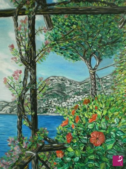 quadri in vendita online - Paesaggio di Positano