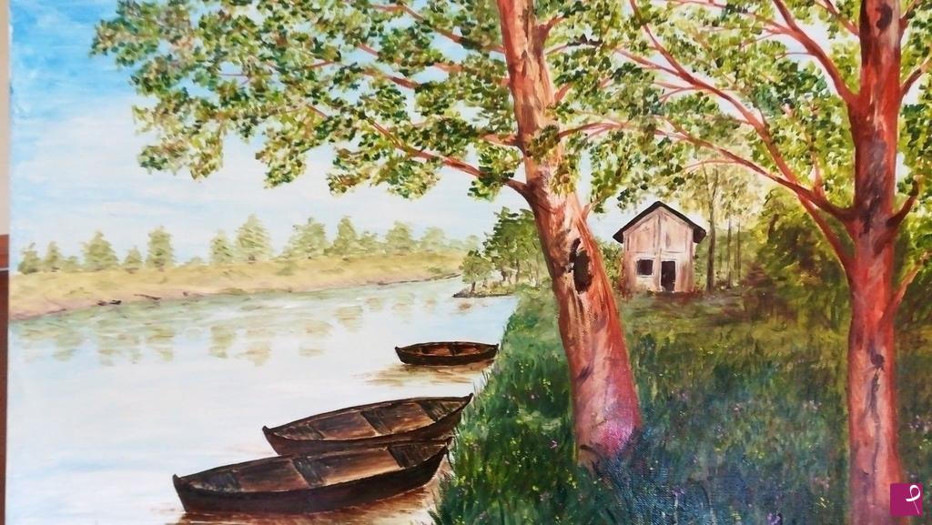 quadri in vendita online - paesaggio di primavera in campagna quadro stile antico
