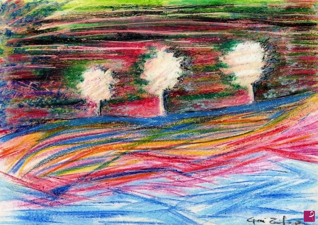 quadri in vendita online - "Paesaggio Diverso  - Alberi Nuvole ".
