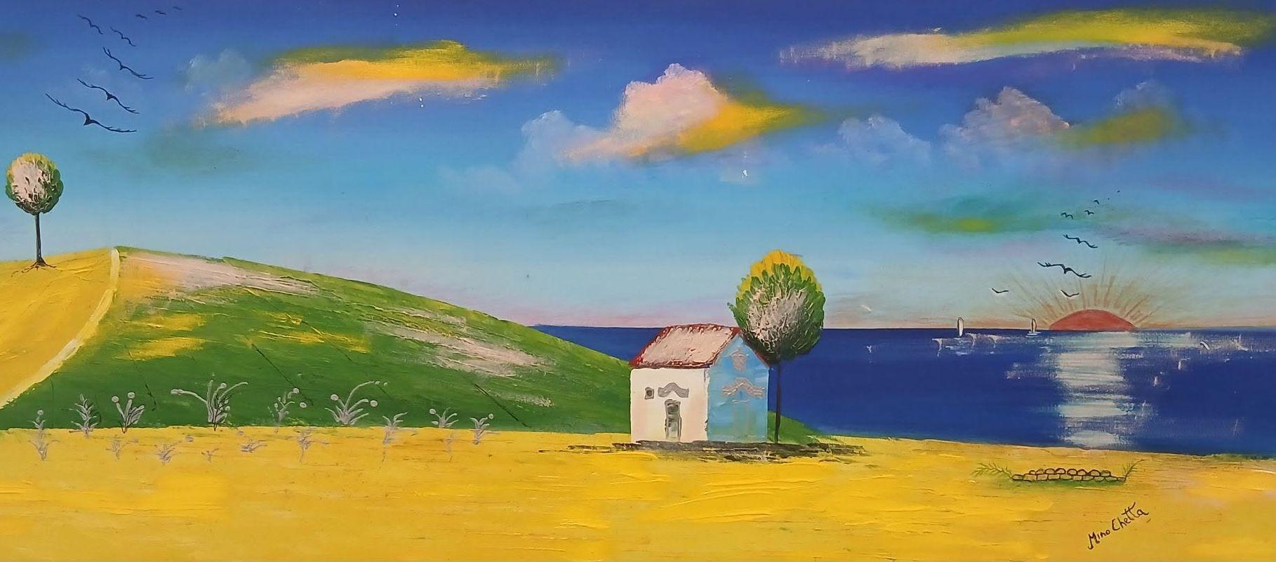 quadri in vendita online - PAESAGGIO GIALLO E BLU