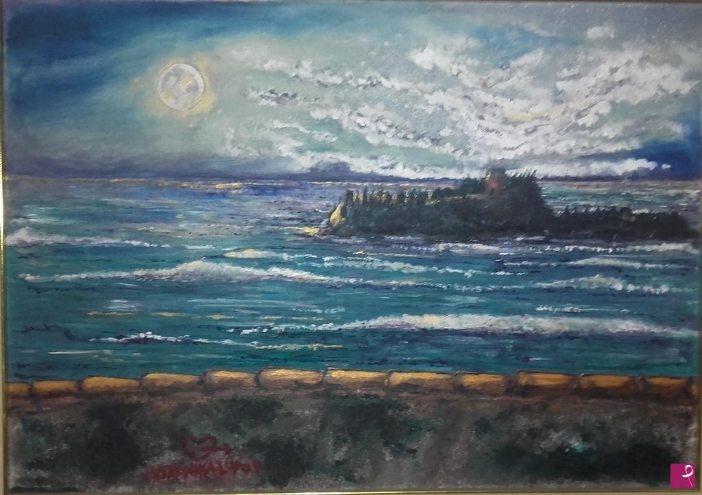 quadri in vendita online - PAESAGGIO IN CHIARO DI LUNA (SARDEGNA) 65x46cm