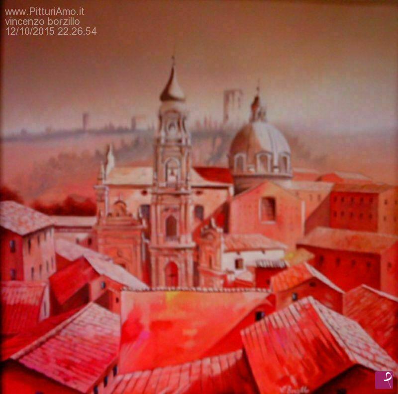 quadri in vendita online - paesaggio in rosso