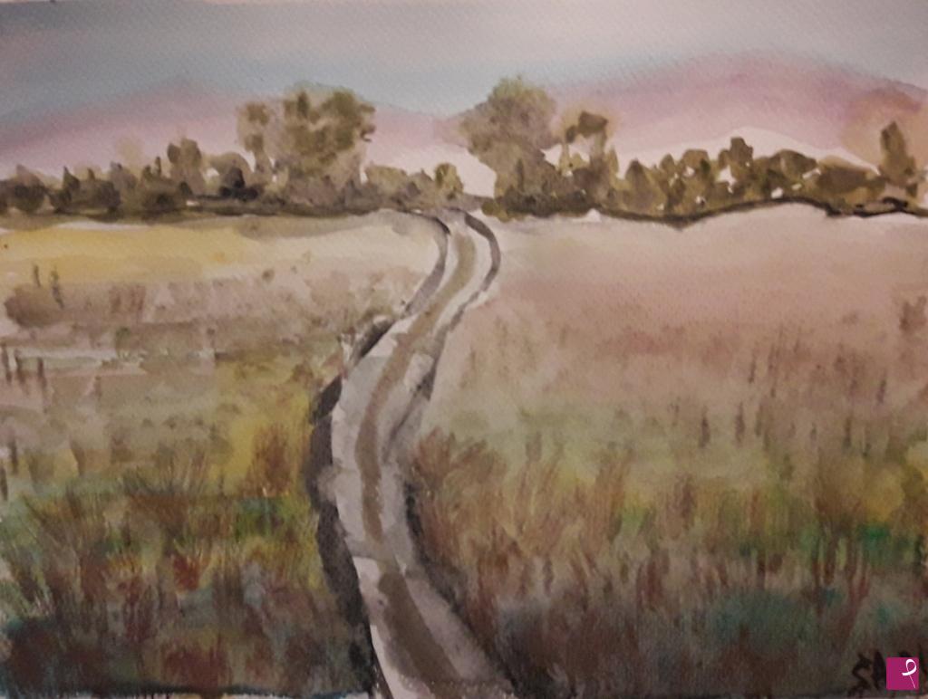 quadri in vendita online - Paesaggio. La strada bianca