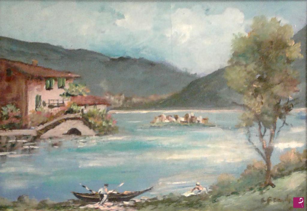 quadri in vendita online - paesaggio lacustre montano