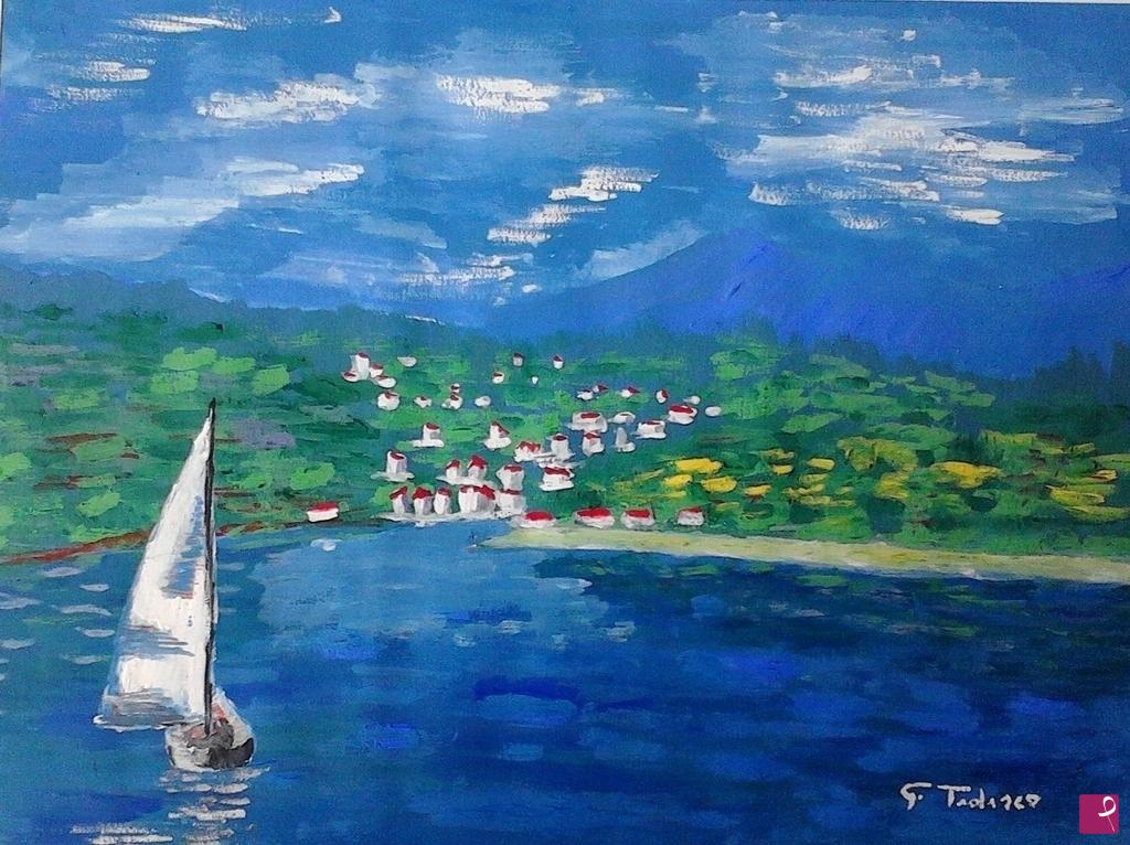 quadri in vendita online - "Paesaggio Marino" ( Vela al Ritorno ). 