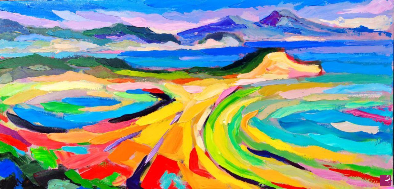 quadri in vendita online - Paesaggio mediterraneo: Campi Flegrei da Monte di Procida