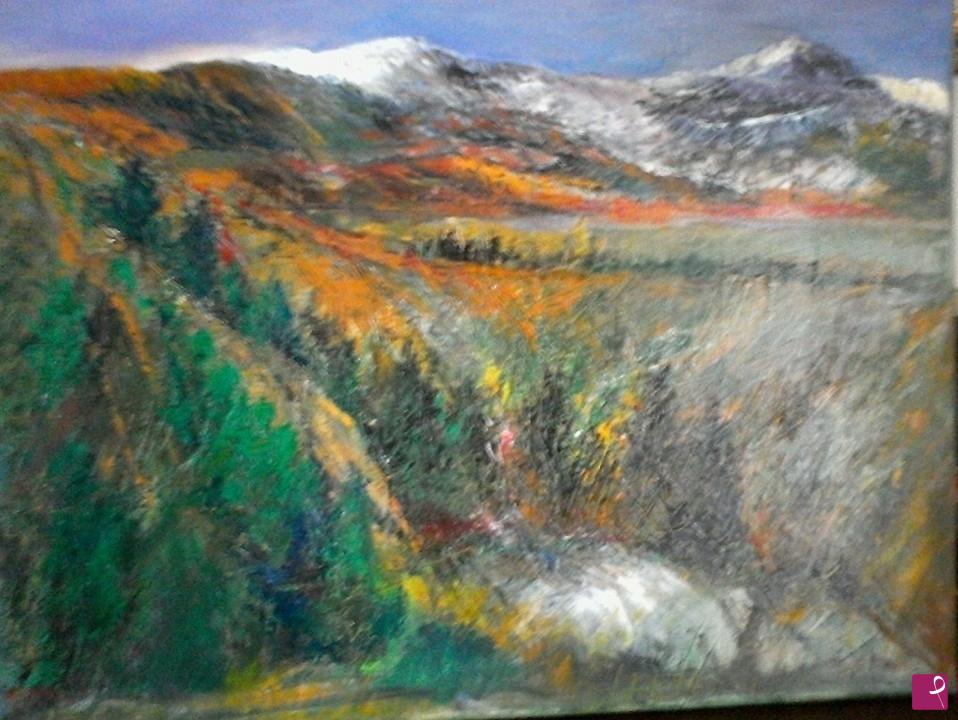 quadri in vendita online - paesaggio montano nell'aquilano