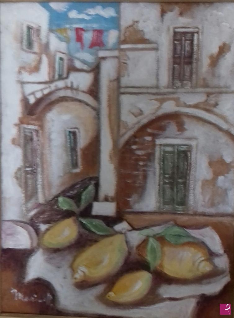 quadri in vendita online - Paesaggio pugliese con limoni