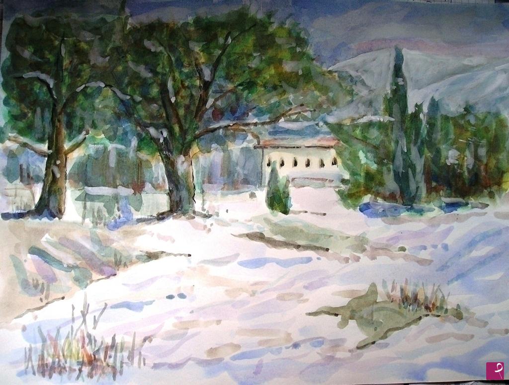 quadri in vendita online - paesaggio sotto la neve