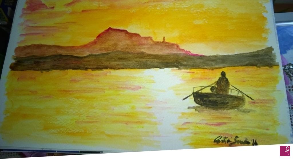 quadri in vendita online - paesaggio sul mare al tramonto