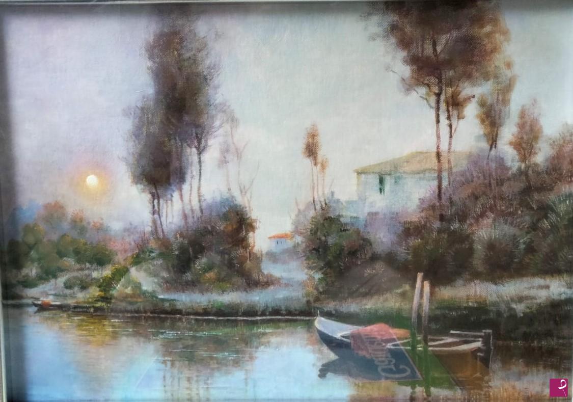 quadri in vendita online - Paesaggio sul Tevere