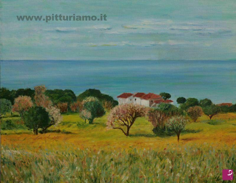 quadri in vendita online - Paesaggio sulle colline di Tropea