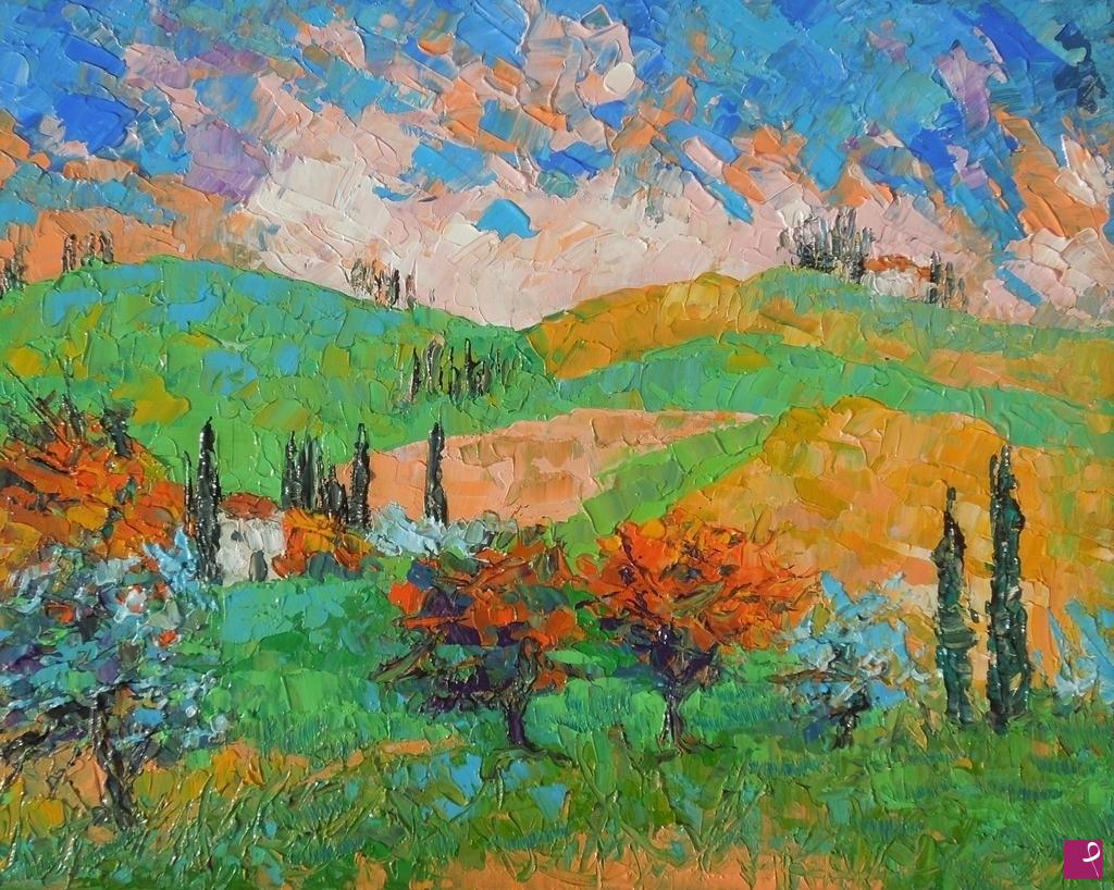 quadri in vendita online - Paesaggio toscano autunnale - 134