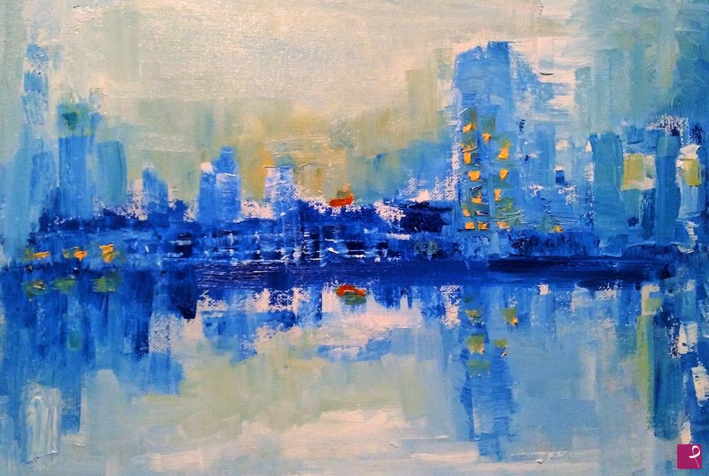quadri in vendita online - Paesaggio urbano III: moderne impressioni all’alba