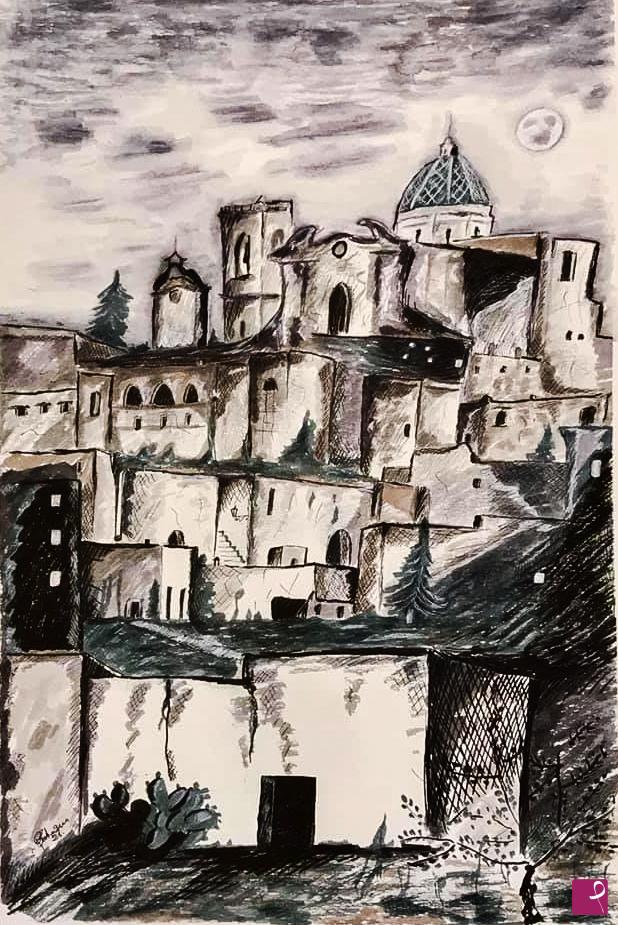 quadri in vendita online - Paesaggio urbano in gray