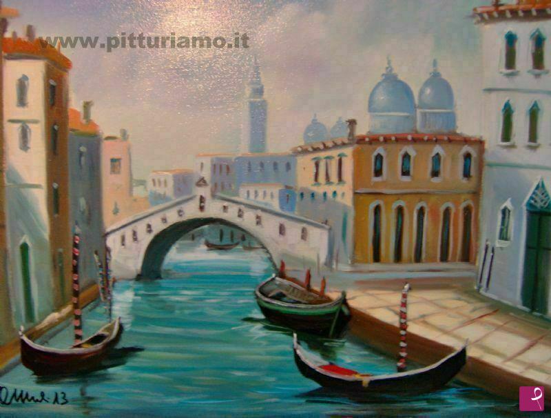 quadri in vendita online - Paesaggio Venezia art.46 - veduta da rio S.MAR.su S.M.Maggiore