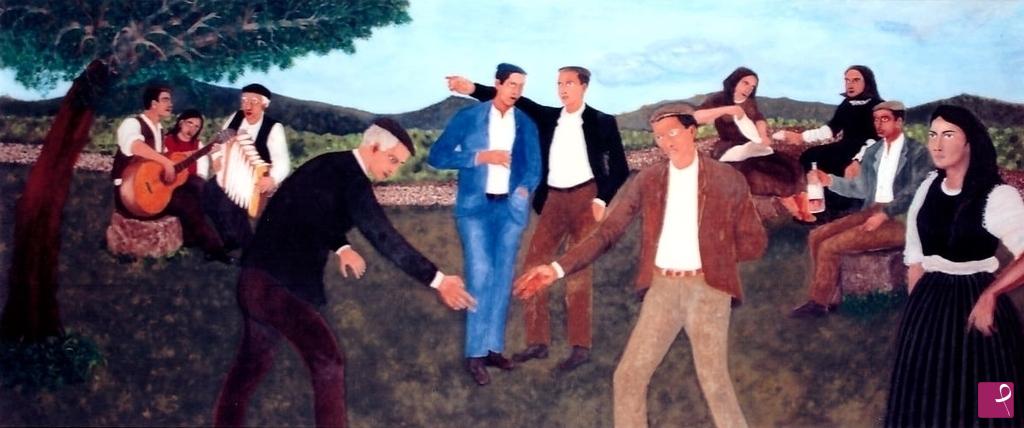 quadri in vendita online - Paesani in festa - La morra