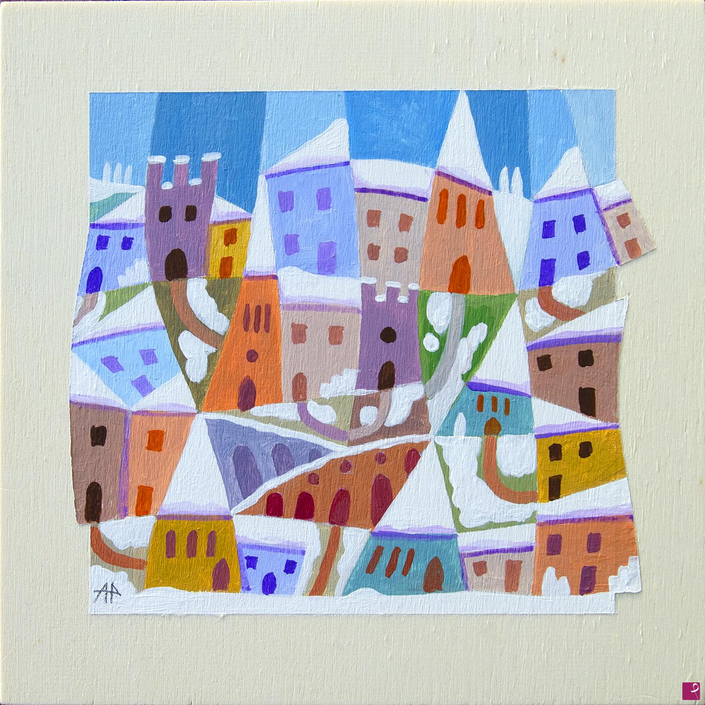 quadri in vendita online - Paesotto d’inverno