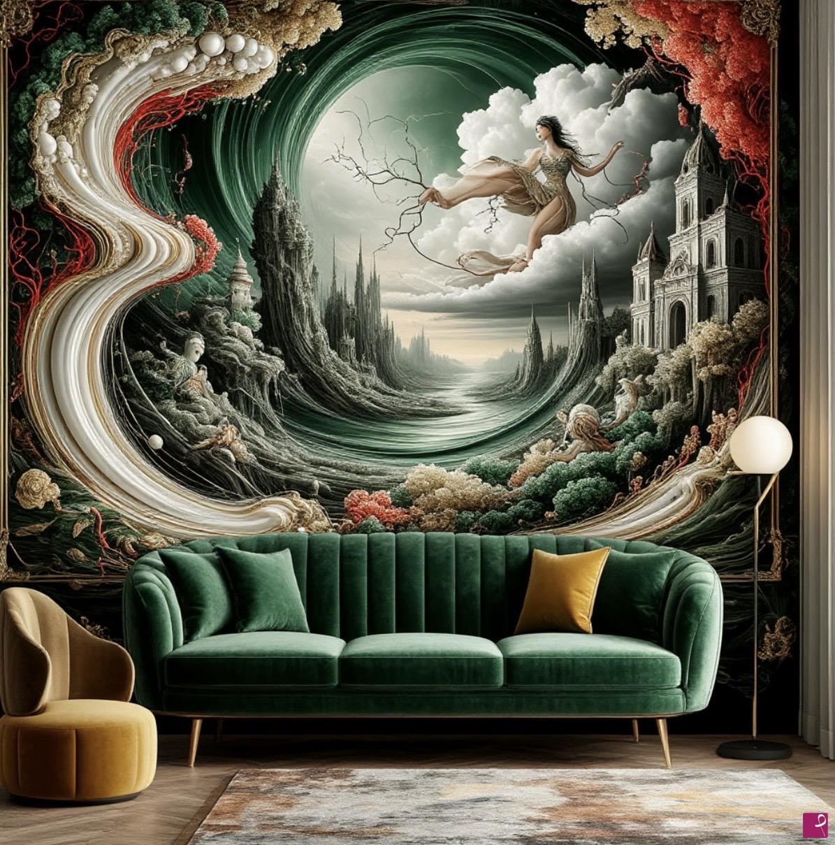 quadri in vendita online - painting in the fireplace room