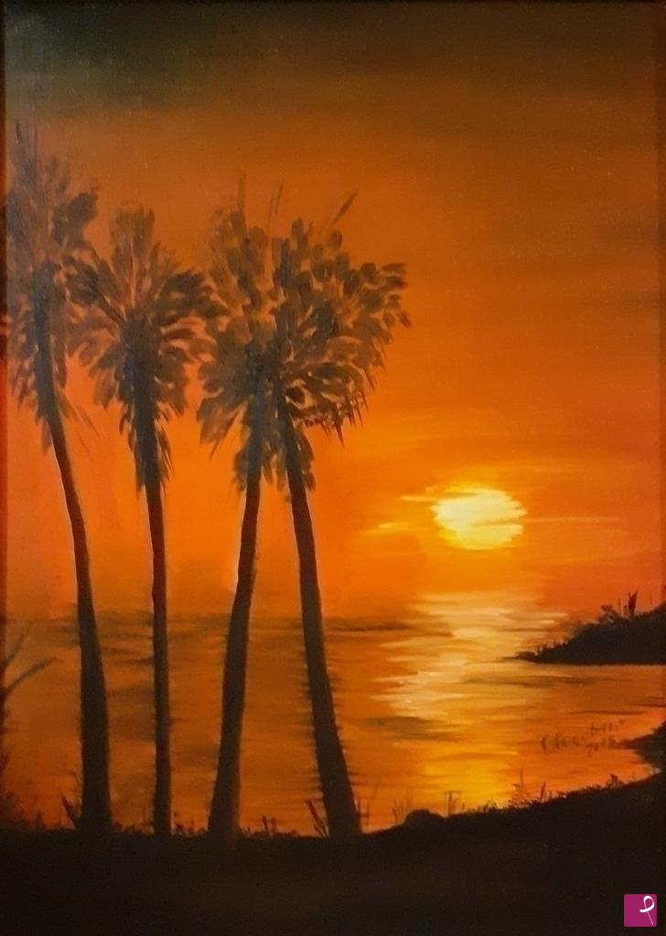 quadri in vendita online - Palme al tramonto