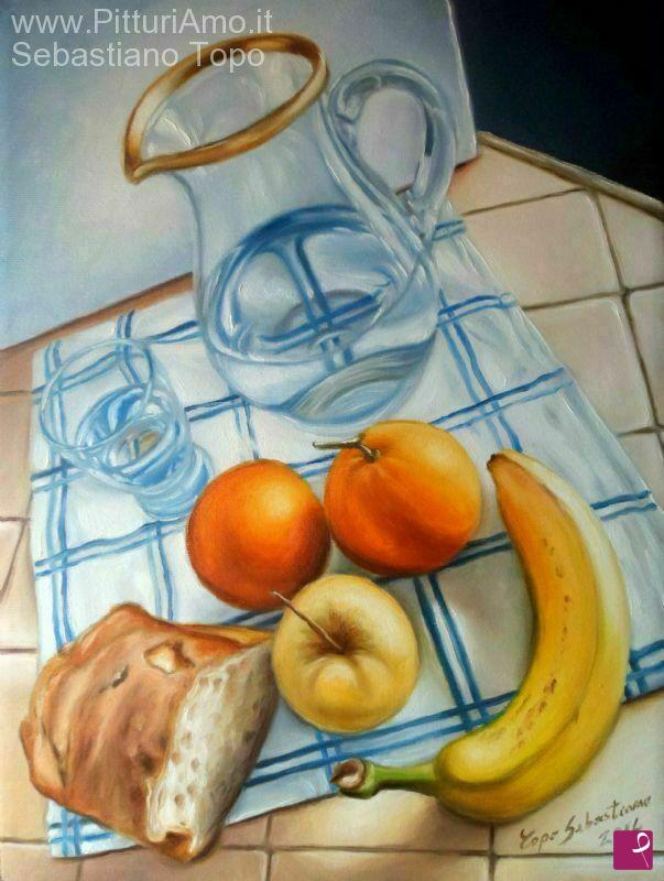 quadri in vendita online - Pane, acqua e un po di frutta