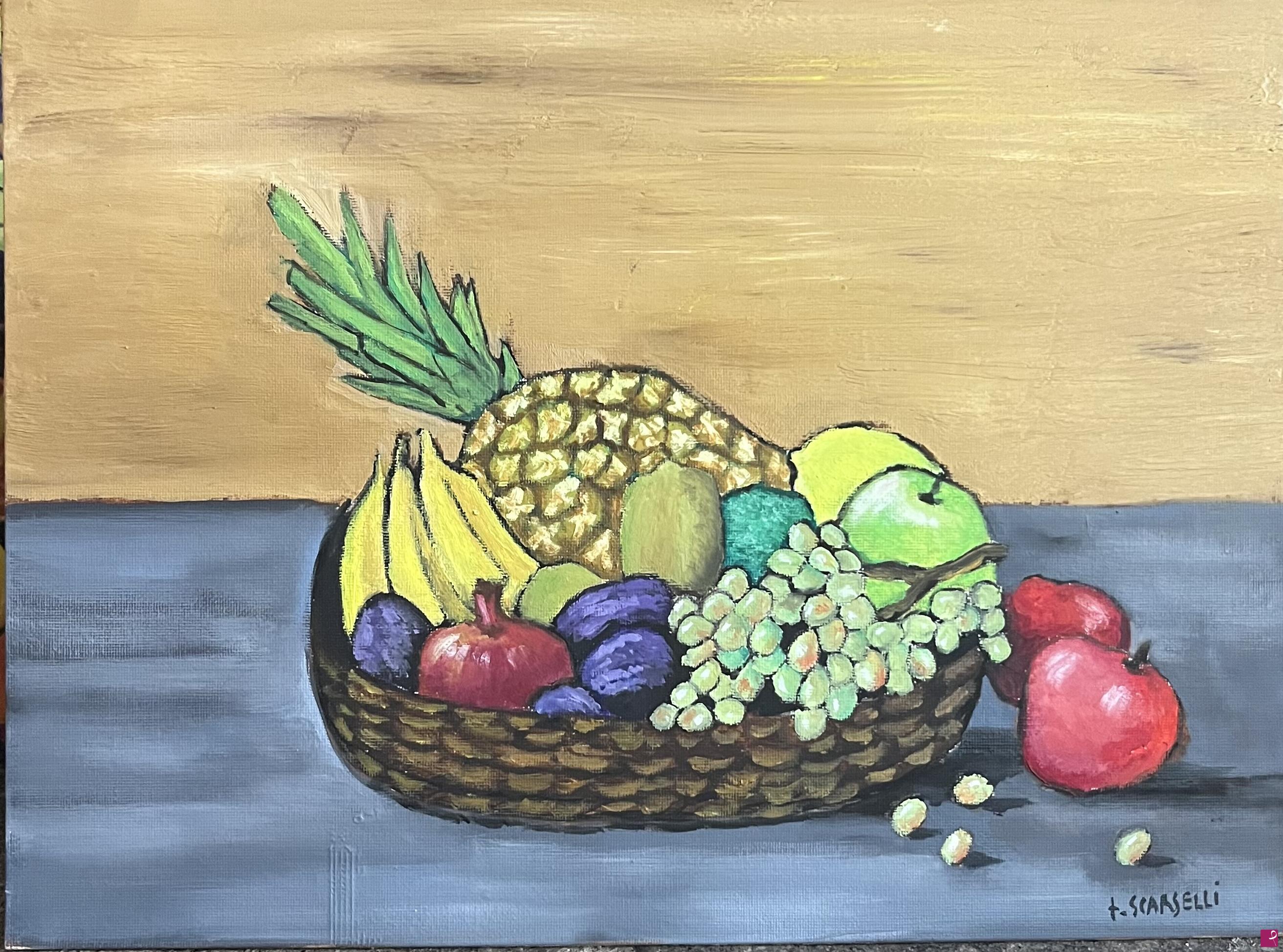 quadri in vendita online - Paniere con frutta