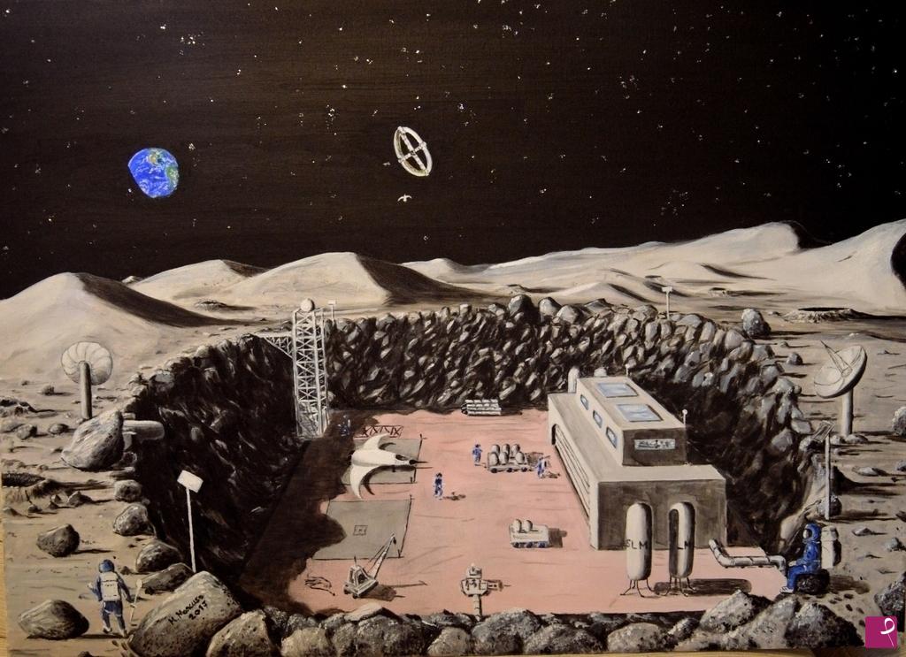 quadri in vendita online - Panorama dalla base lunare