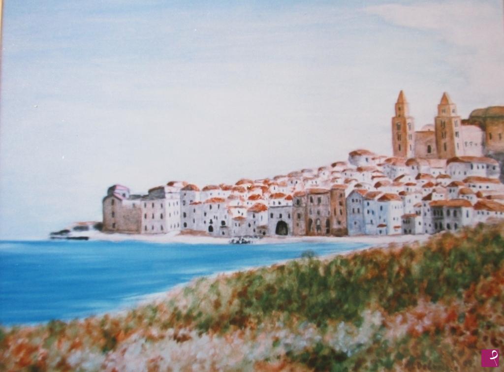quadri in vendita online - Panorama di Cefalù   anno 1999  1000€ venduto