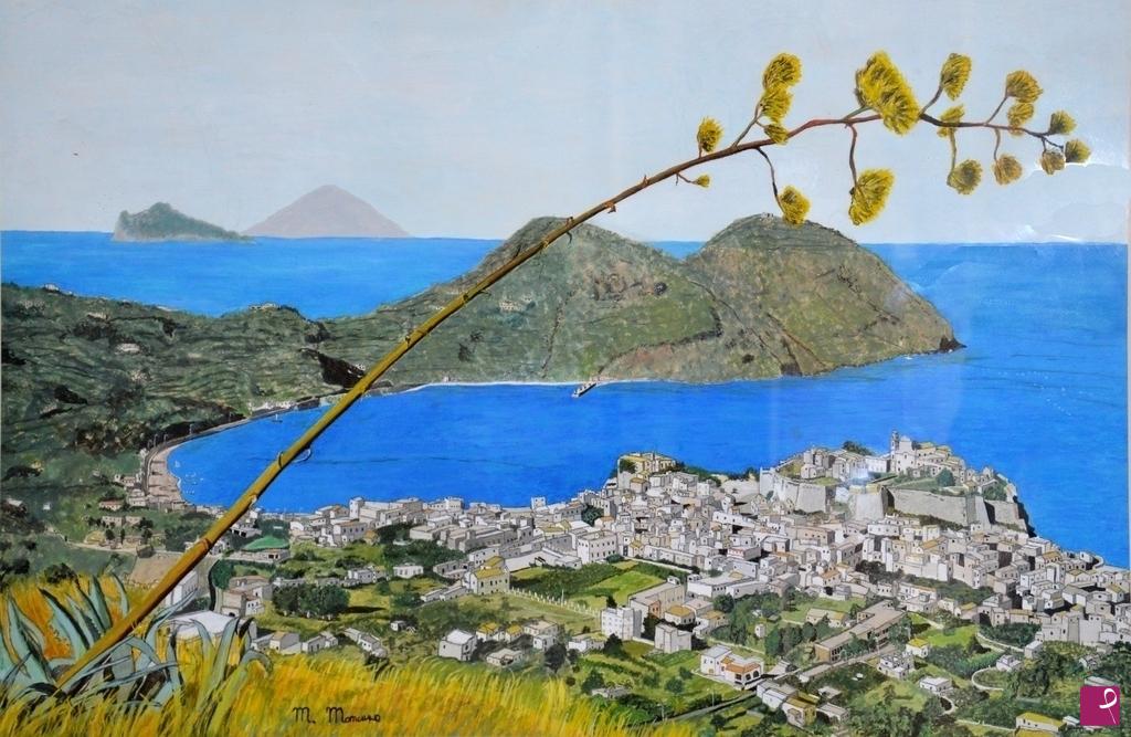 quadri in vendita online - PANORAMA DI LIPARI (ISOLE EOLIE)