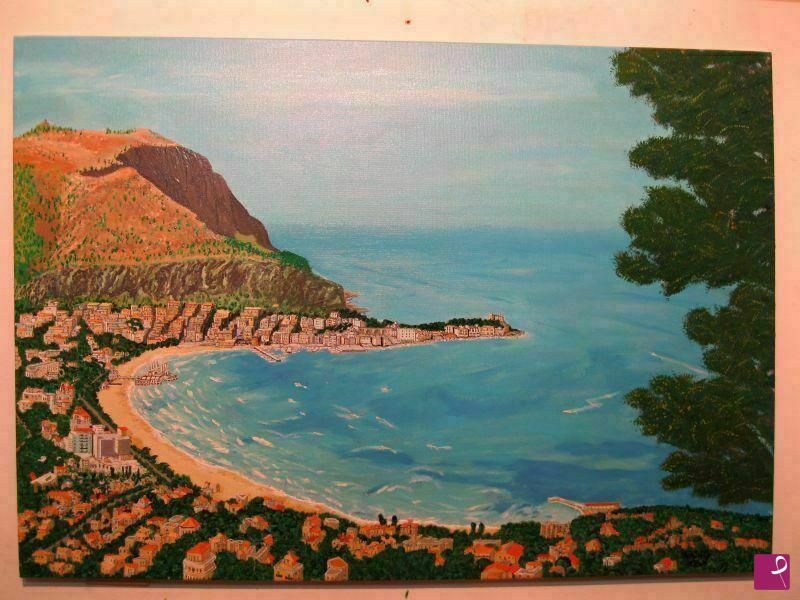 quadri in vendita online - Panorama di Mondello ( Pa ) vista da monte Pellegrino