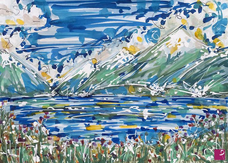 quadri in vendita online - Panorama lago di Como