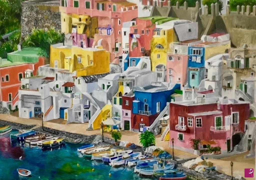 quadri in vendita online - Panorama porto della Corricella
