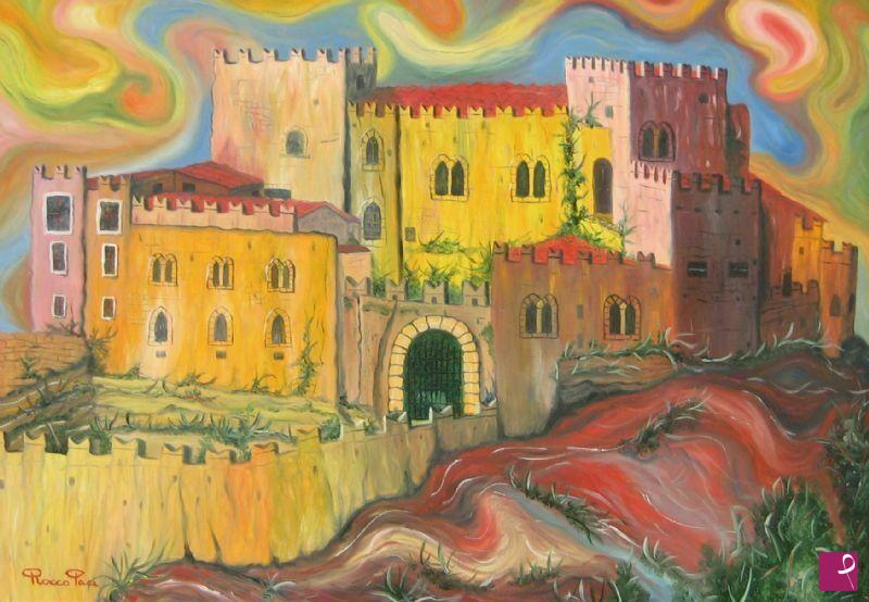 quadri in vendita online - Panoramica del Castello di Caccamo