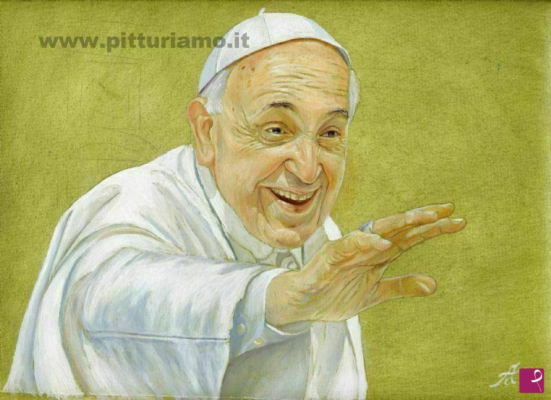 quadri in vendita online - PAPA FRANCESCO SALUTO