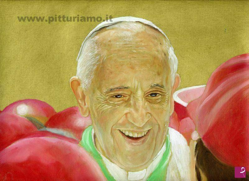 quadri in vendita online - PAPA FRANCESCO TRA I GIOVANI