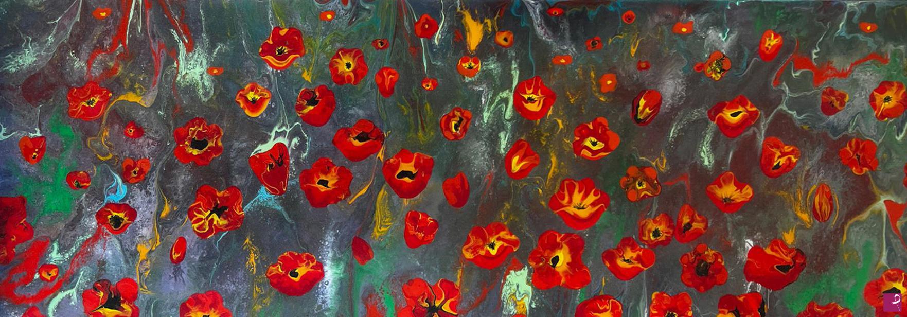 quadri in vendita online - Papaveri astratti
