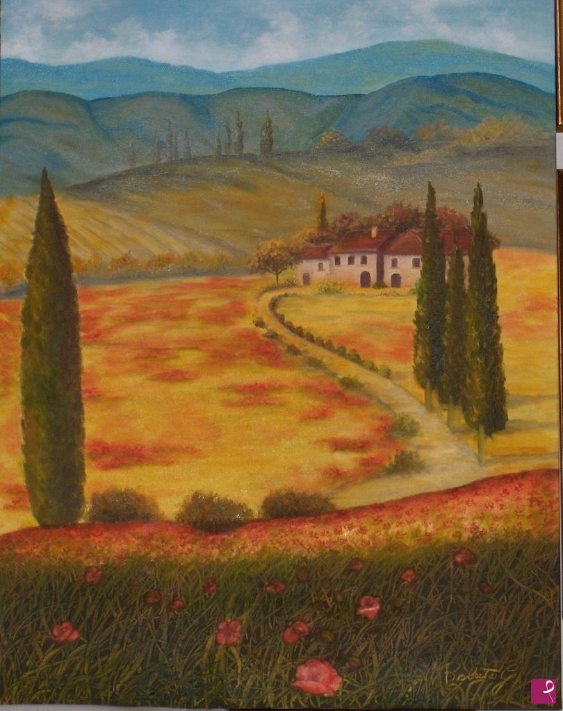 quadri in vendita online - Papaveri in toscana