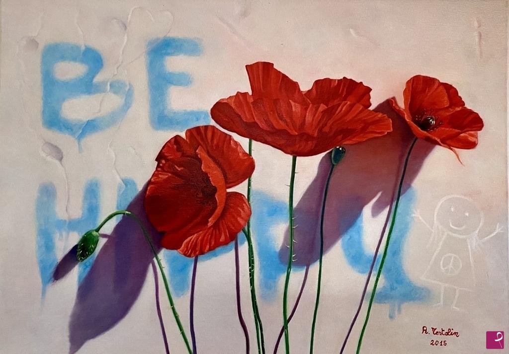quadri in vendita online - Papaveri murales 