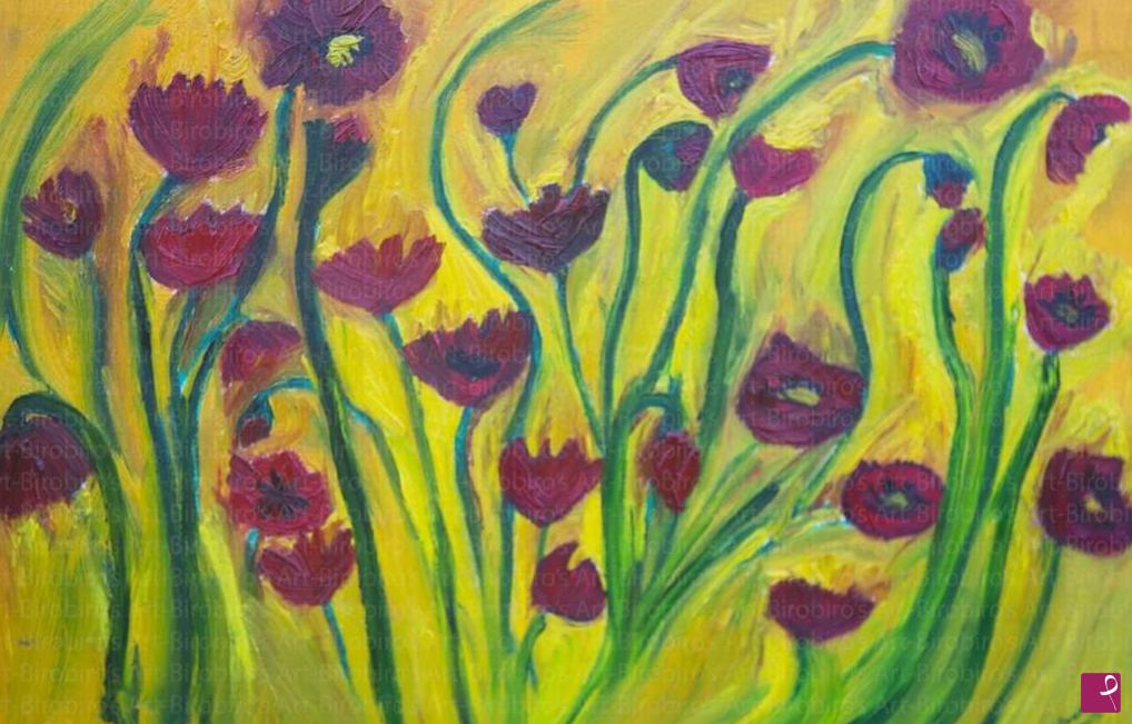 quadri in vendita online - Papaveri. olio su tela 50x70