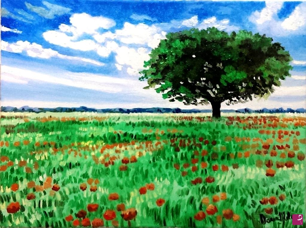 quadri in vendita online - " Papaveri"  quadro moderno paesaggio oil on canvas, painting.