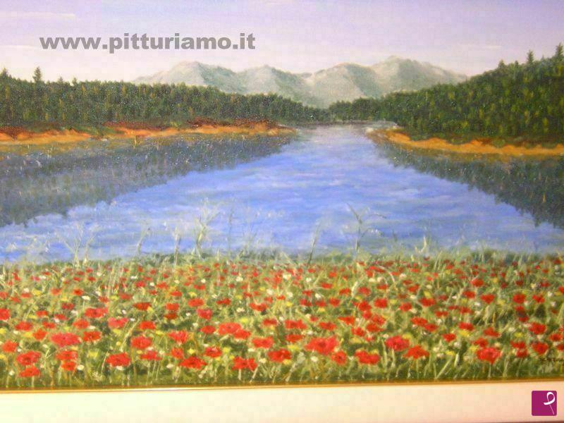 quadri in vendita online - PAPAVERI SUL LAGO