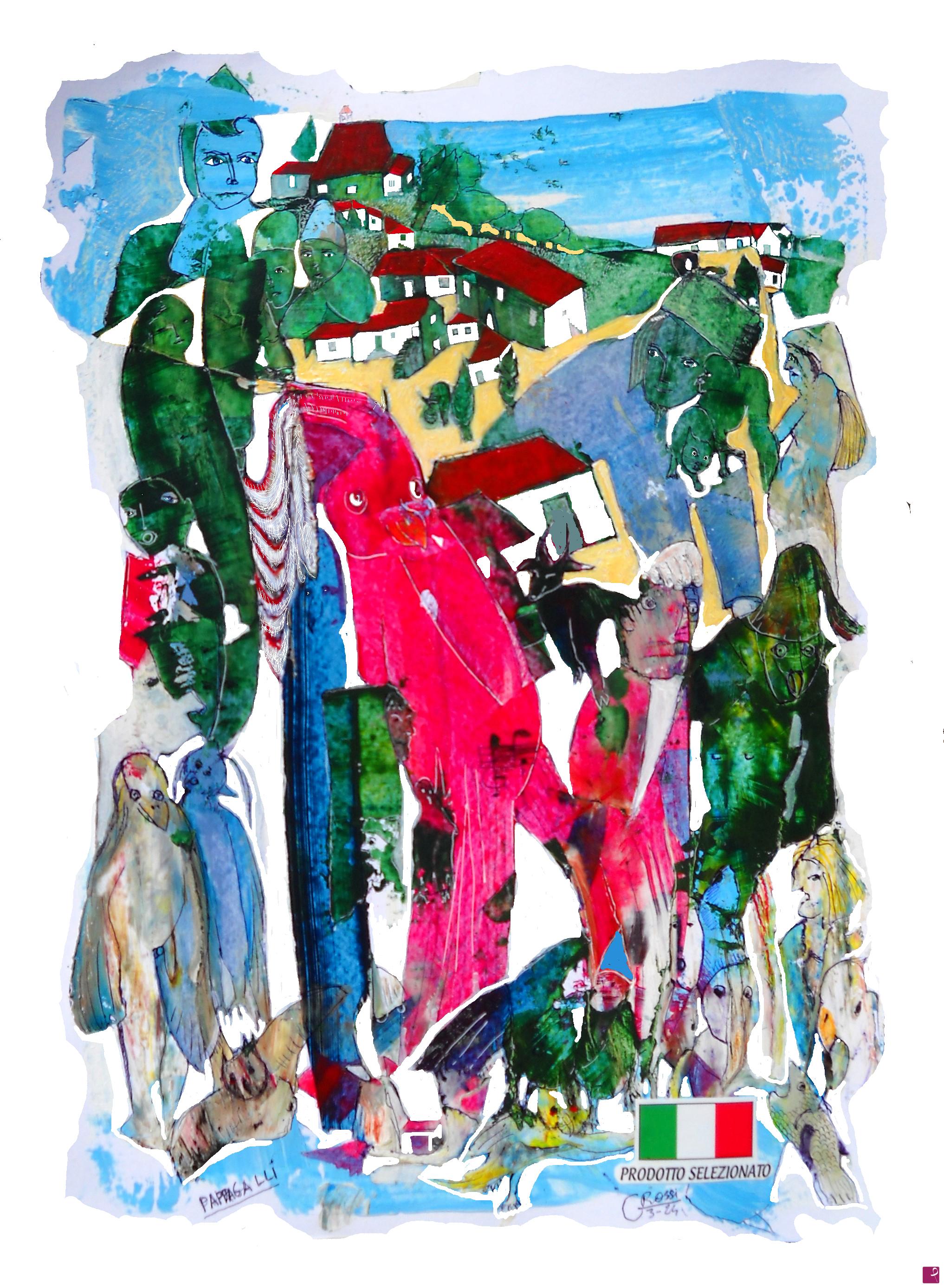 quadri in vendita online - Pappagalli  33x47 cm