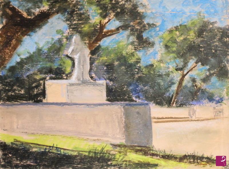quadri in vendita online - parco con statua