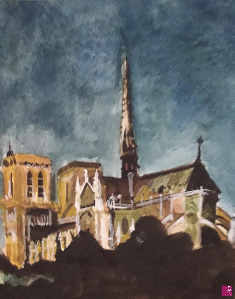 quadri in vendita online - Parigi: Notre Dame al tramonto