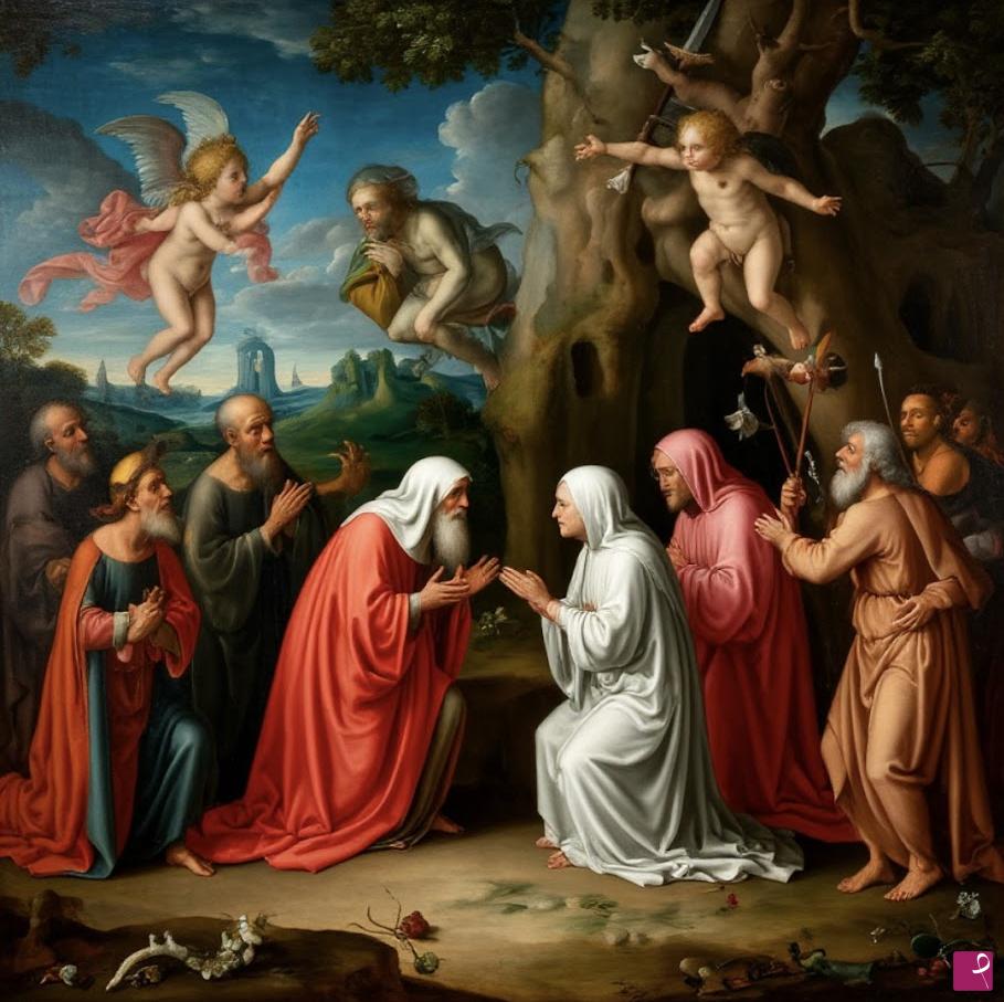 quadri in vendita online - Parishioners and priest