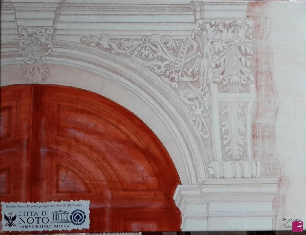 quadri in vendita online - PARTICOLARE  BAROCCO DEL  PORTONE DELLA  CHIESA SS.CROCIFISSO  A  NOTO.