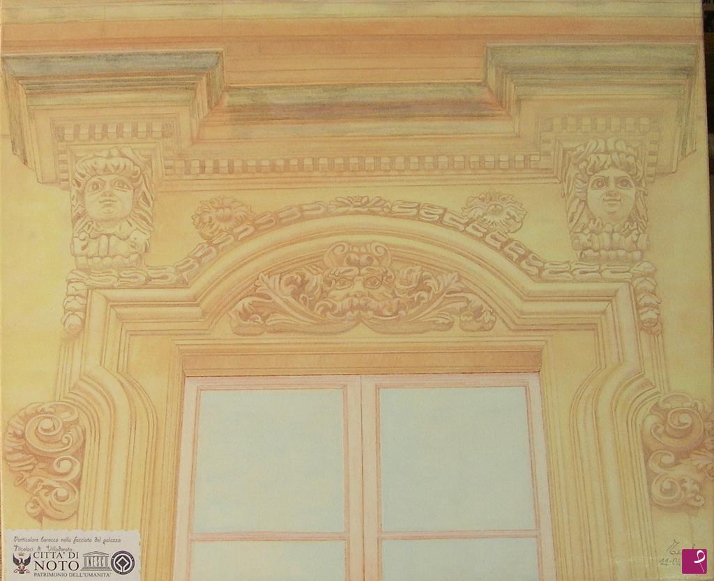quadri in vendita online - PARTICOLARE BAROCCO  DELLA  FACCIATA  NEL  PALAZZO   NICOLACI  DI  VILLADORATA  A  NOTO. 