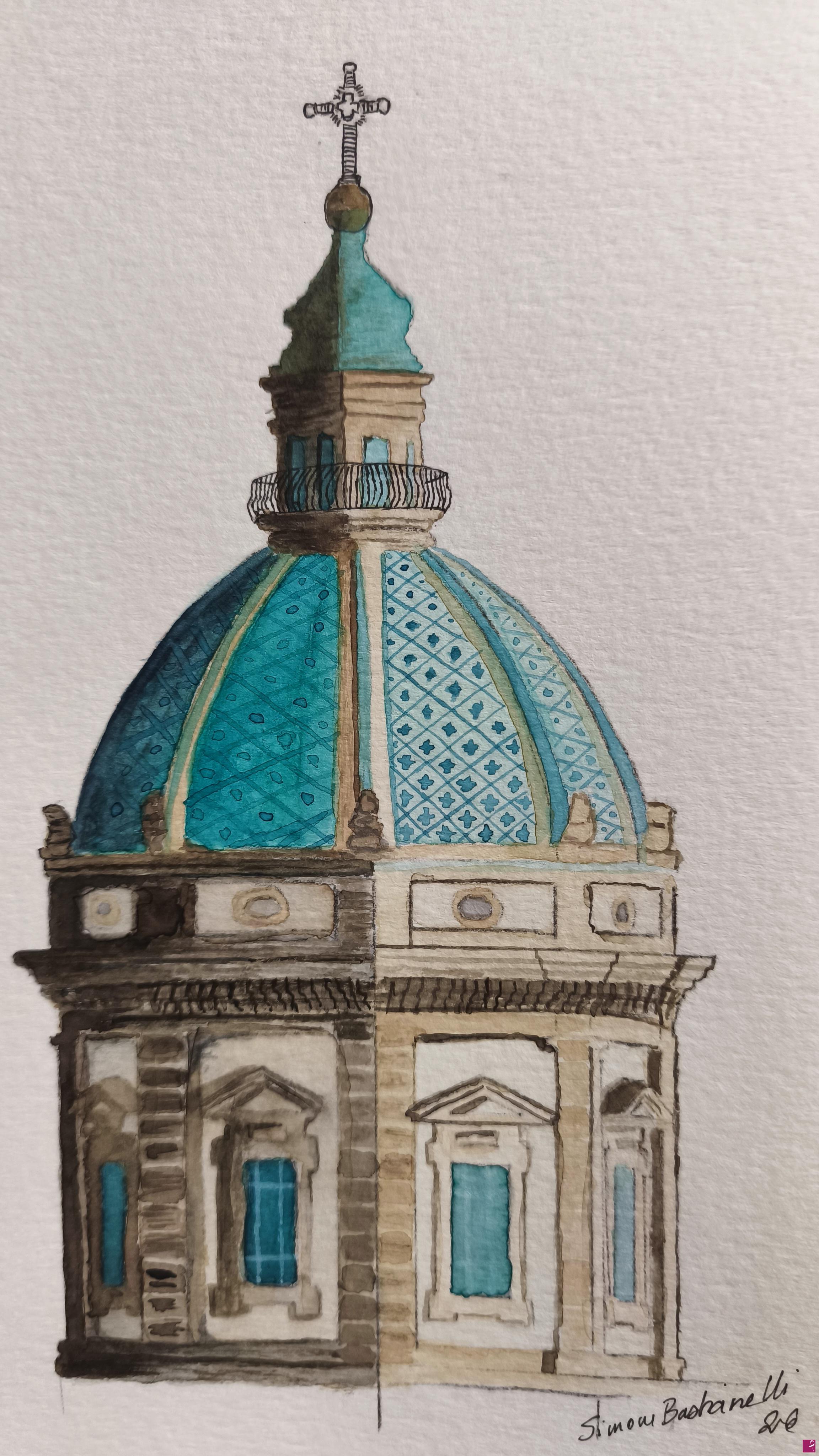 quadri in vendita online - Particolare campanile chiesa del Gesù di Palermo 