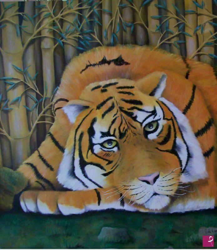 quadri in vendita online - Particolare del viso della tigre