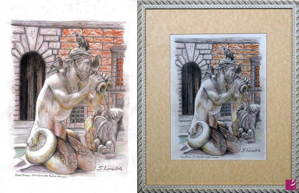 quadri in vendita online - Particolare della Fontana del Moro in Piazza Navona